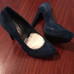 Teal/Blue Suede Heels